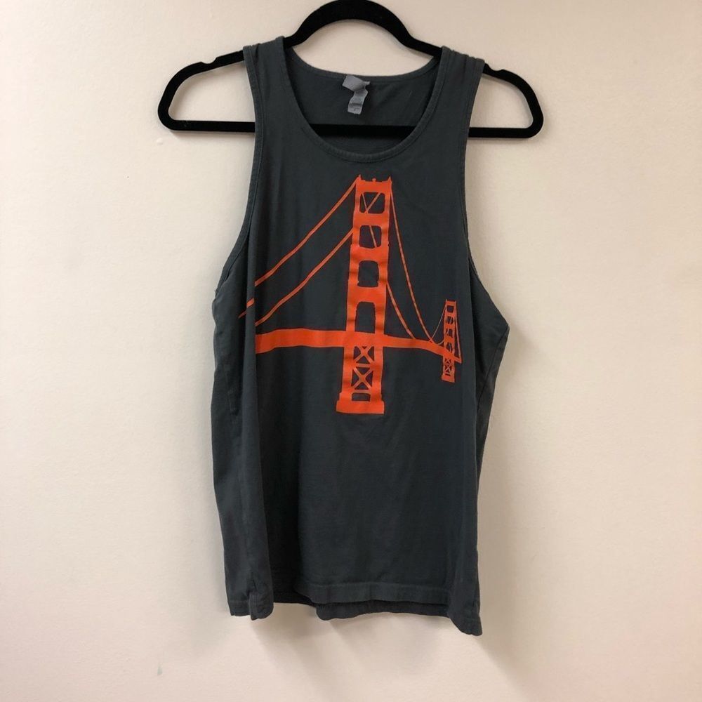 Gray Tank with Orange bridge Graphic small